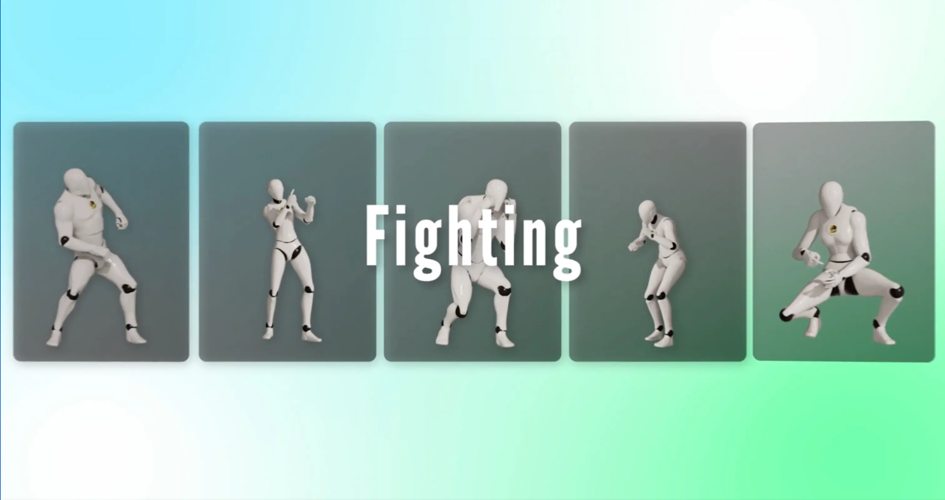 Animações de combate 3D gratuitas para sequências de luta, incluindo ataques com armas, lançamento de feitiços e movimentos de reação