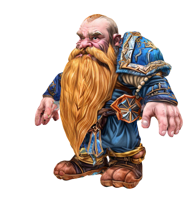 um personagem anão em pose T altamente detalhado do world of warcraft, gerado pelo meshy text-to-3d