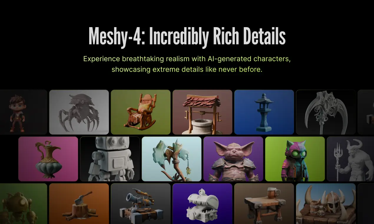 由Meshy-4生成的惊艳3D模型