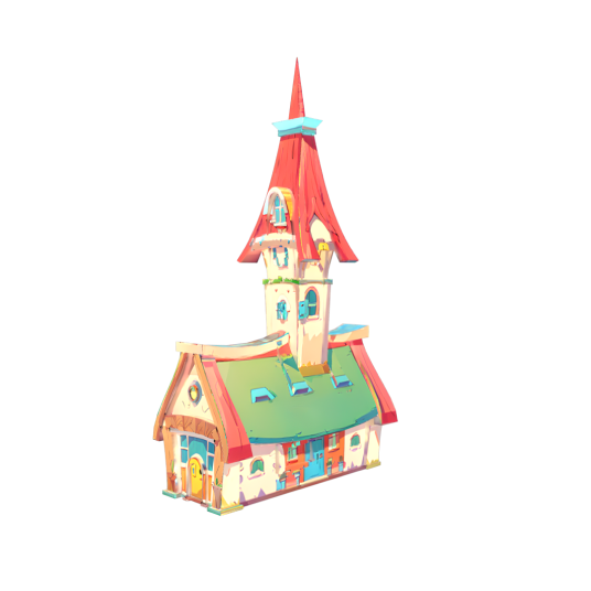 A cute house, cartoon, stylized