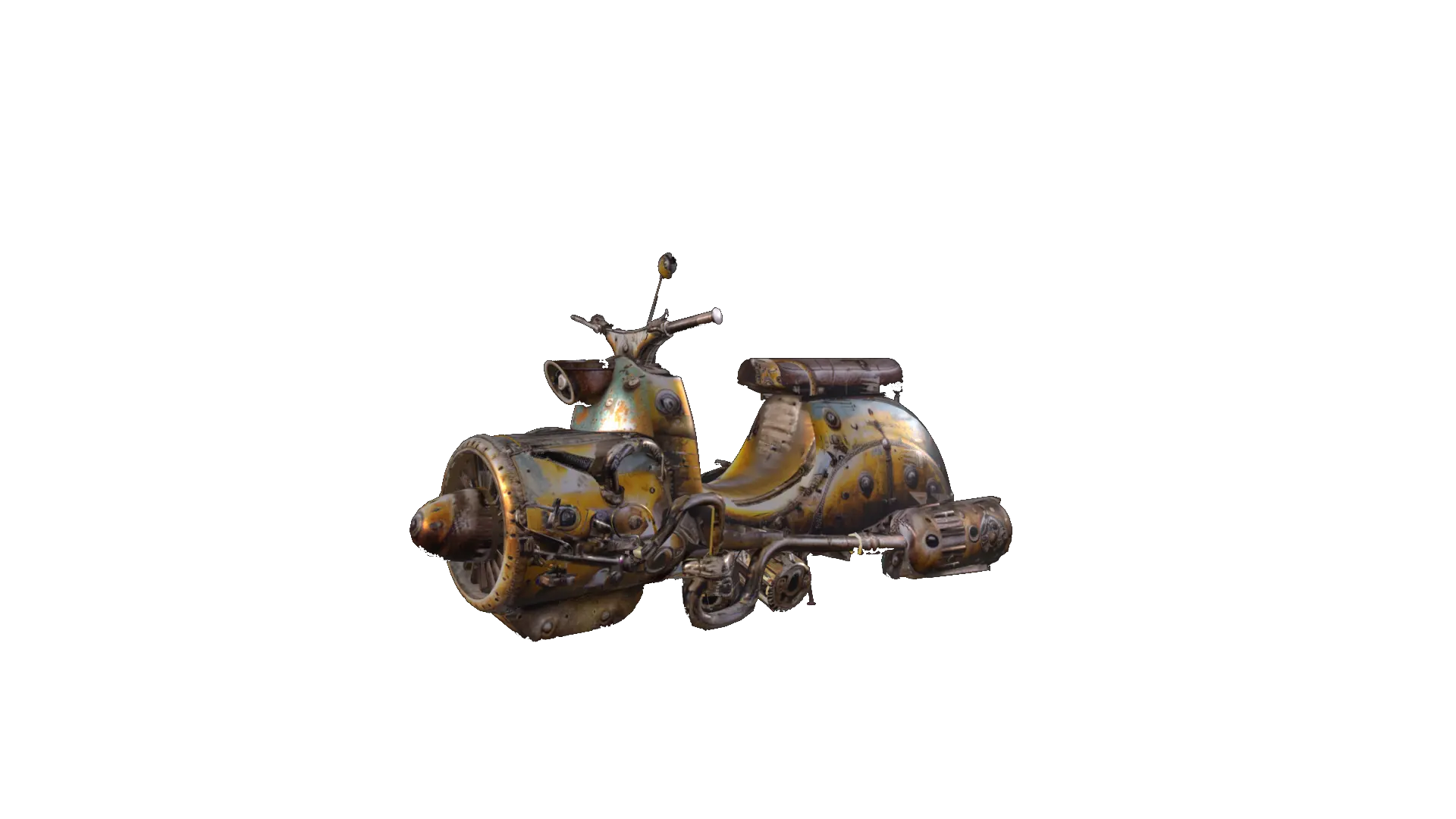A motorcycle from the era of steam engines in the 20th century, steampunk, 4k, hdr