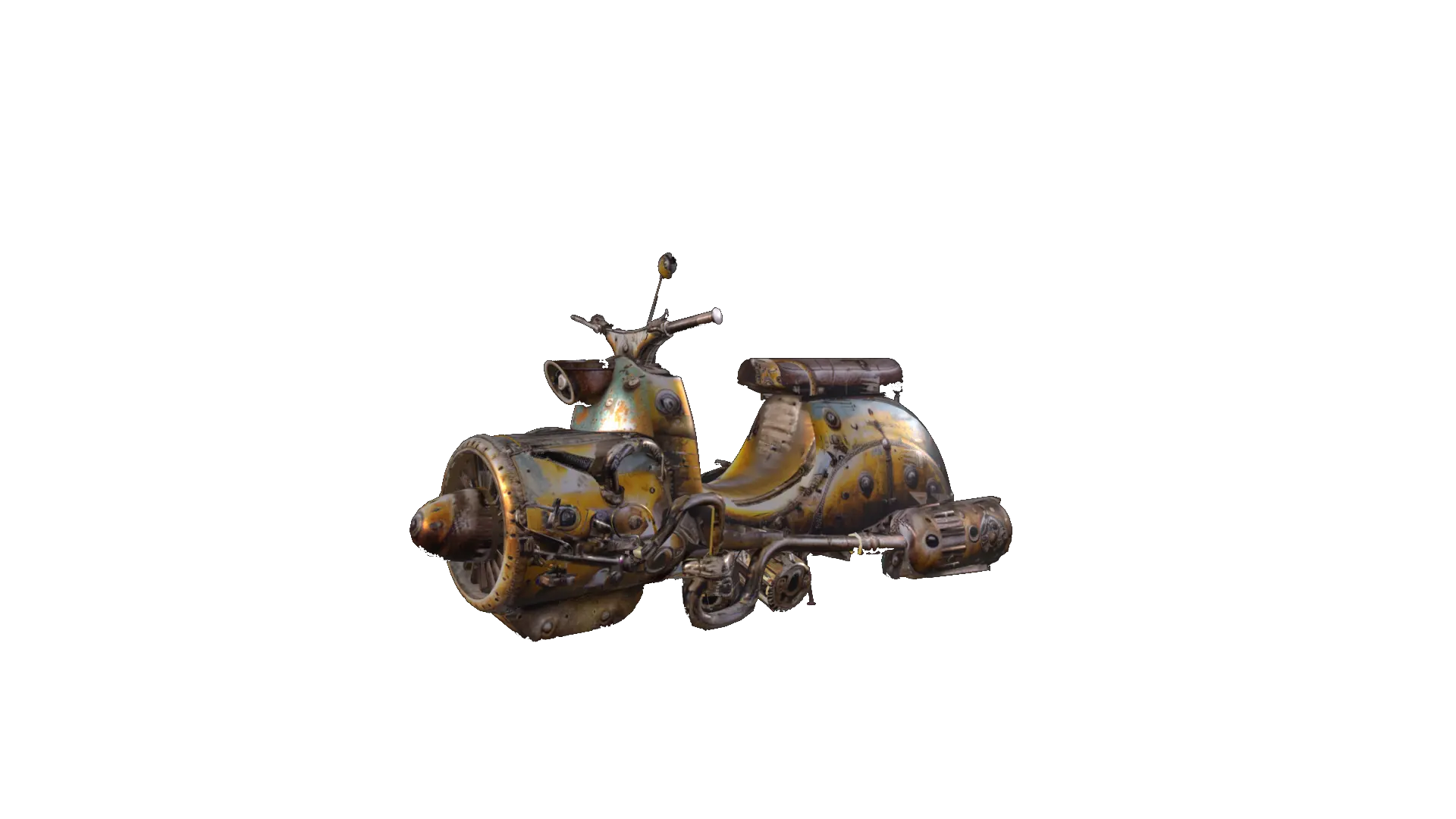 A motorcycle from the era of steam engines in the 20th century, steampunk, 4k, hdr
