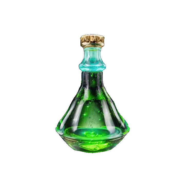 Potion, green glowing magical potion, highest quality